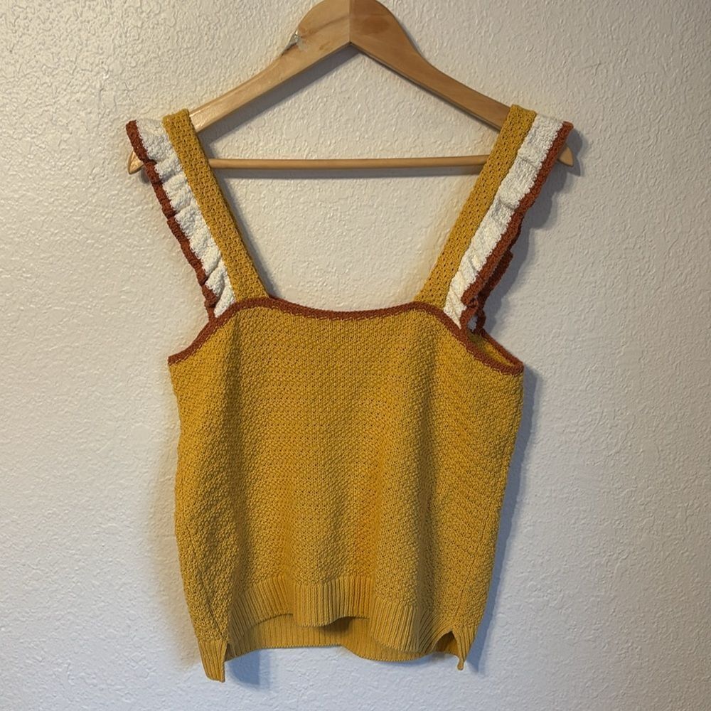 Madewell Colorblock Crocheted Ruffle-Strap Sweater Tank Small - Picture 5 of 5
